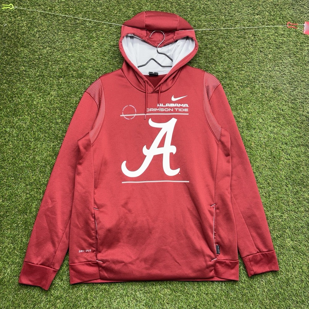 Alabama Crimson Tide Nike Hoodie Mens Large Red Pullover Dri-Fit Sportswear